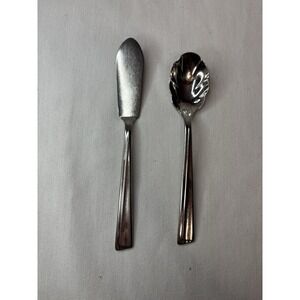 WM Rogers Stainless Steel Cheese Knife & Jelly Spoon Silver Glossy‎ Handle
